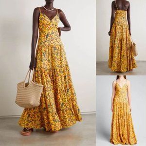 AGUA BY AGUA BENDITA Narciso Tiered Linen Maxi Dress